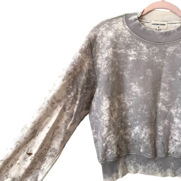 COTTON CITIZEN Tie Dye Distressed Cropped Sweatshirt Medium - Picture 3 of 5